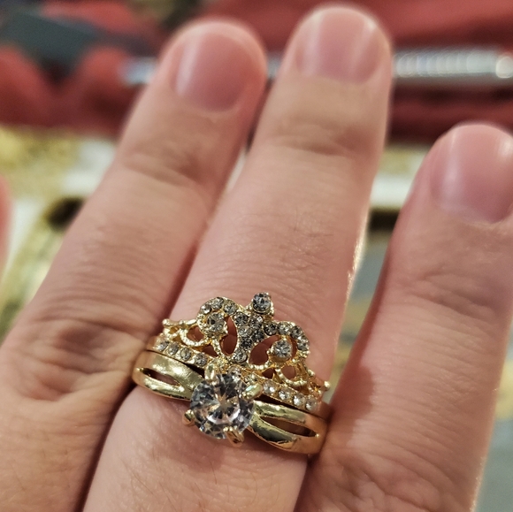 👸🏼👑14kgold plated tiara ring set - Picture 3 of 5